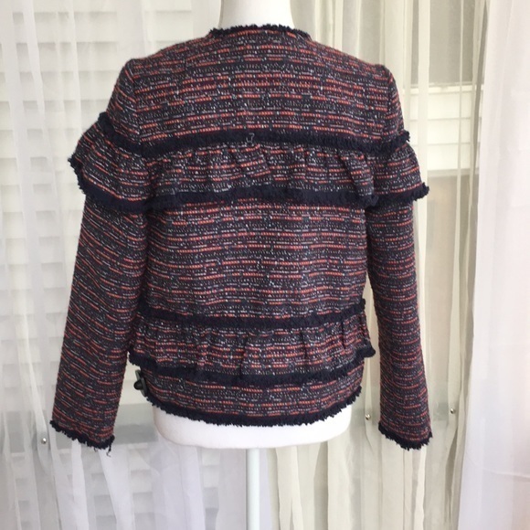 Sugar Lips cropped navy and red coat with ruffles - Picture 4 of 9